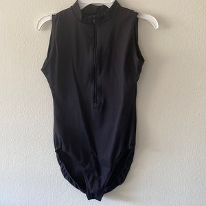 Black Eurotard Zip Front Leotard